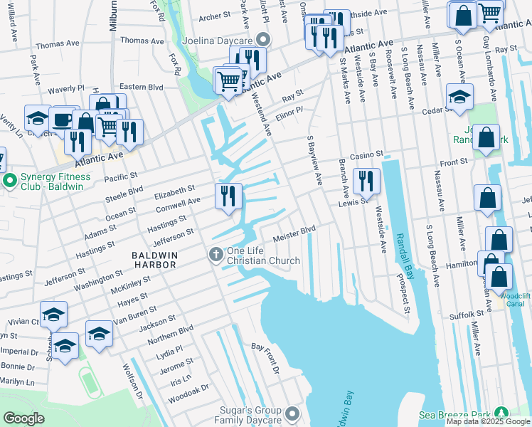 map of restaurants, bars, coffee shops, grocery stores, and more near 220 Westend Avenue in Freeport