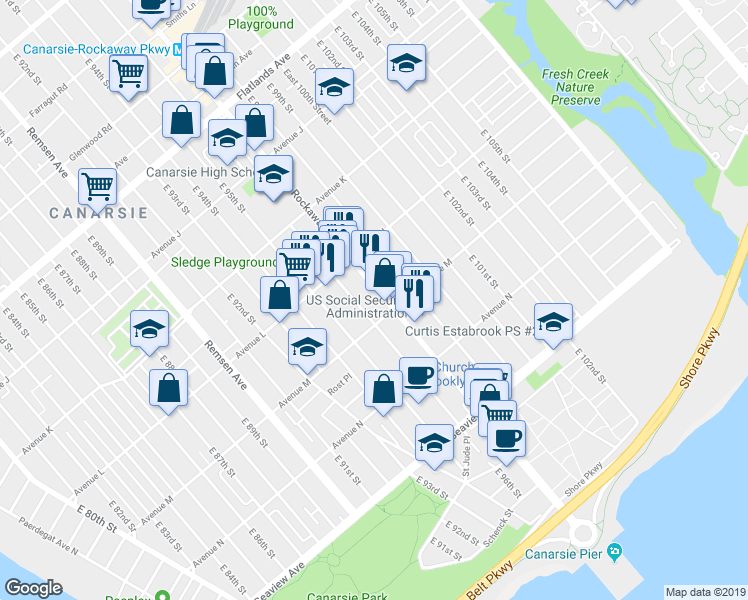 map of restaurants, bars, coffee shops, grocery stores, and more near in Brooklyn