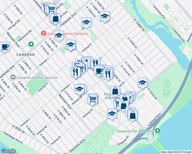 map of restaurants, bars, coffee shops, grocery stores, and more near in Brooklyn