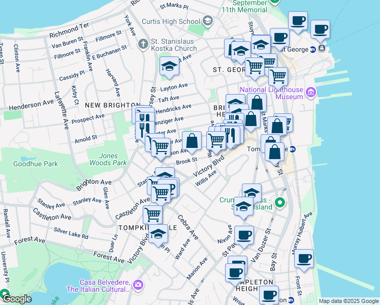 map of restaurants, bars, coffee shops, grocery stores, and more near 48 Scribner Avenue in Staten Island