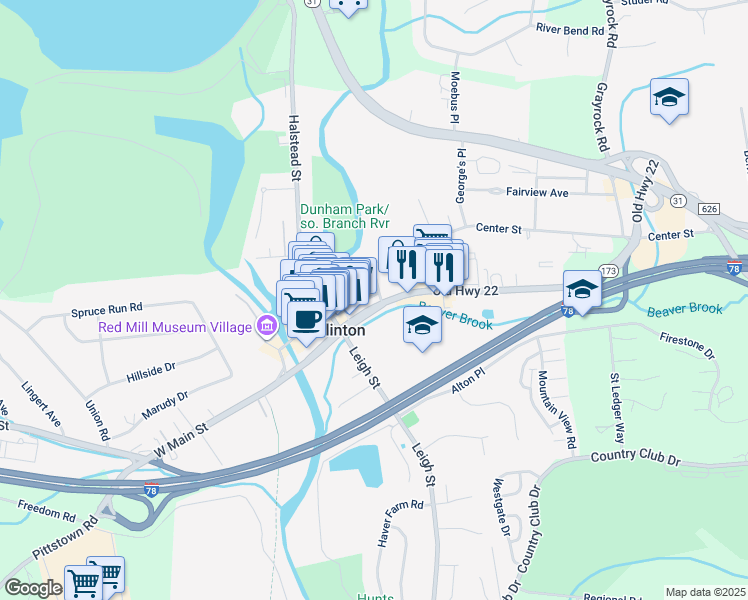 map of restaurants, bars, coffee shops, grocery stores, and more near 16 Lingert Avenue in Clinton
