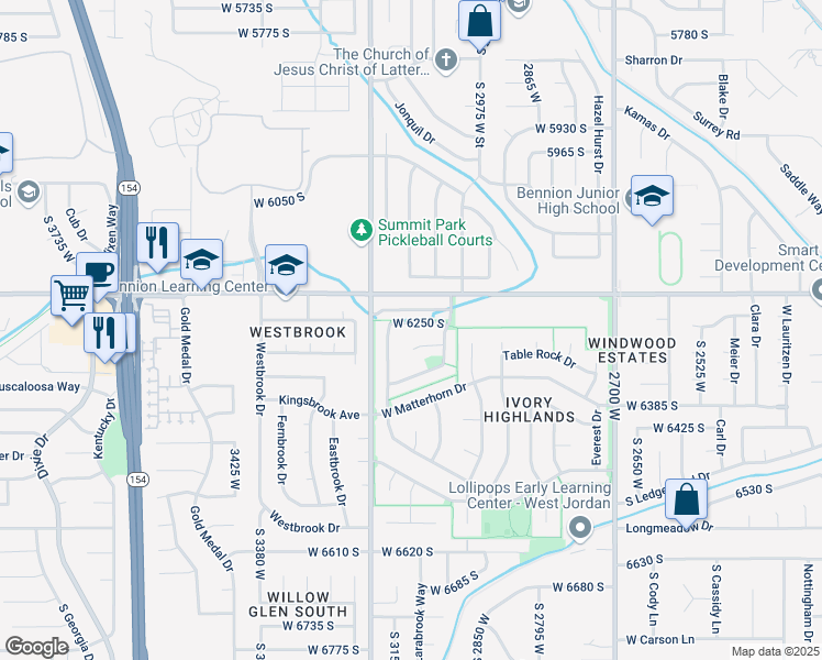 map of restaurants, bars, coffee shops, grocery stores, and more near 3117 West 6250 South in Taylorsville