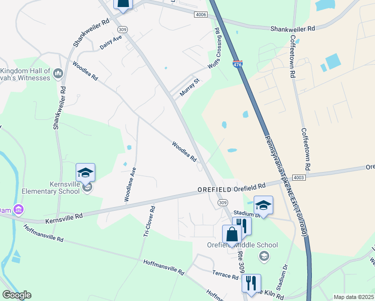 map of restaurants, bars, coffee shops, grocery stores, and more near 3035 Woodlea Road in Orefield