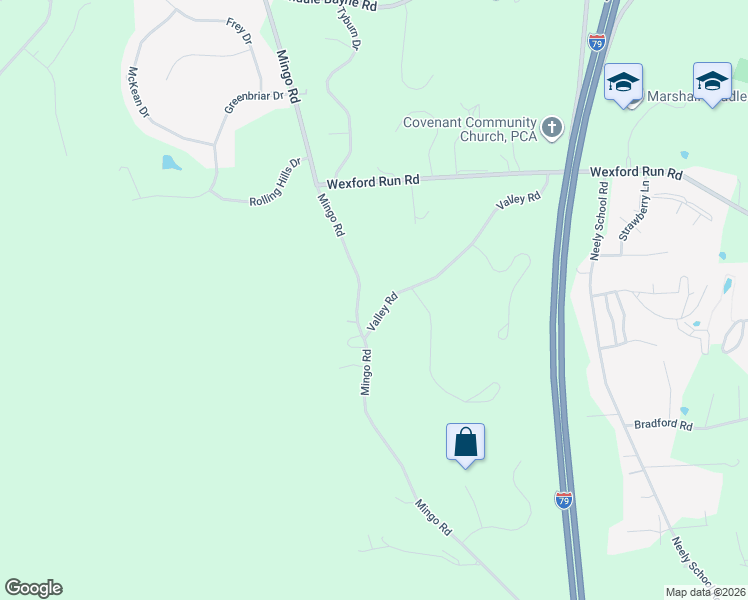 map of restaurants, bars, coffee shops, grocery stores, and more near 335 Mingo Road in Wexford