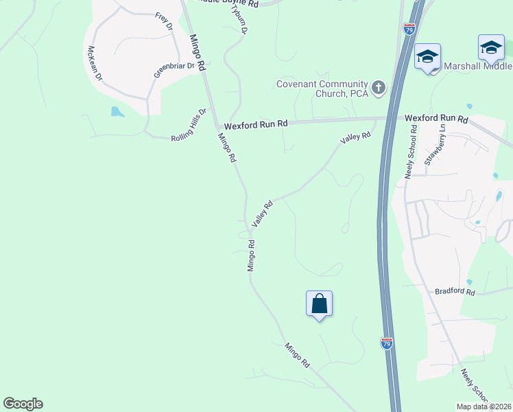 map of restaurants, bars, coffee shops, grocery stores, and more near 335 Mingo Rd in Wexford