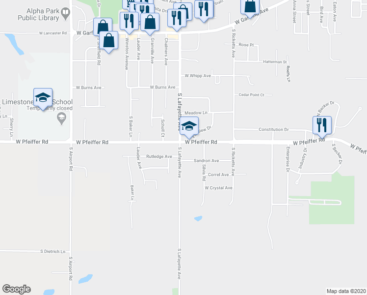 map of restaurants, bars, coffee shops, grocery stores, and more near 4812 West Pfeiffer Road in Peoria