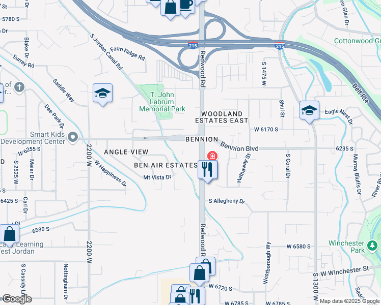 map of restaurants, bars, coffee shops, grocery stores, and more near 1811 6200 South in Salt Lake City