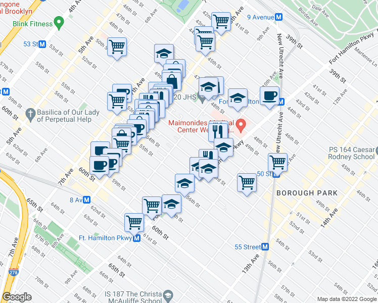 map of restaurants, bars, coffee shops, grocery stores, and more near in Brooklyn