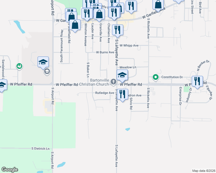 map of restaurants, bars, coffee shops, grocery stores, and more near 4901-4929 W Pfeiffer Rd in Bartonville
