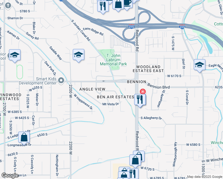 map of restaurants, bars, coffee shops, grocery stores, and more near 1886 Ben Air Circle in Taylorsville