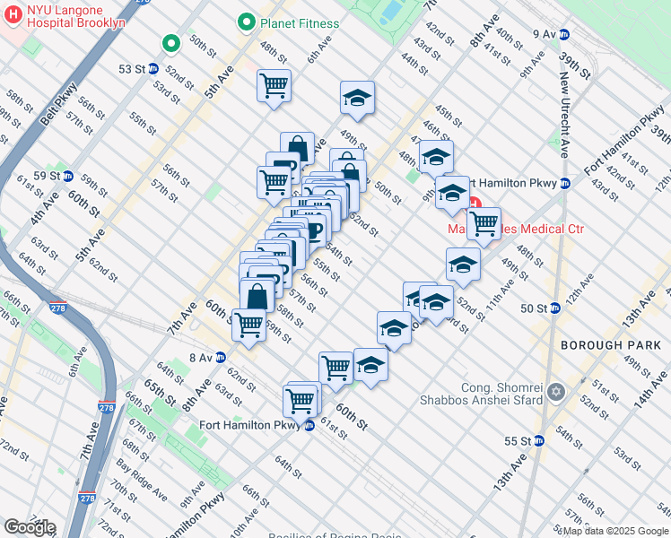 map of restaurants, bars, coffee shops, grocery stores, and more near 833 55th Street in Brooklyn