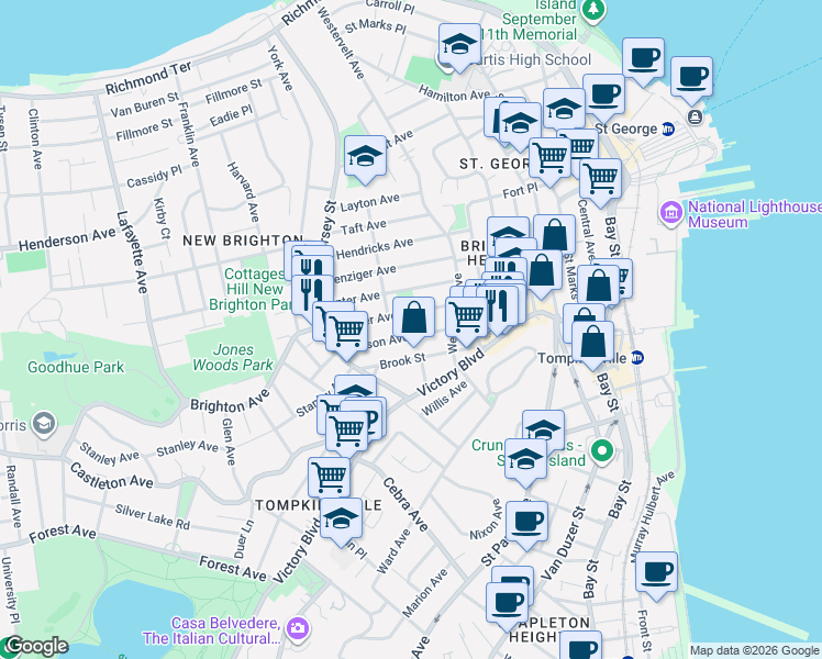 map of restaurants, bars, coffee shops, grocery stores, and more near 48 Scribner Avenue in Staten Island