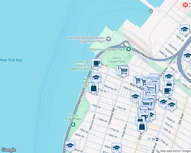 map of restaurants, bars, coffee shops, grocery stores, and more near in Brooklyn