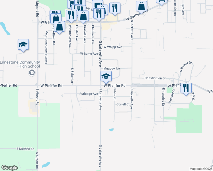 map of restaurants, bars, coffee shops, grocery stores, and more near 4812 West Pfeiffer Road in Peoria