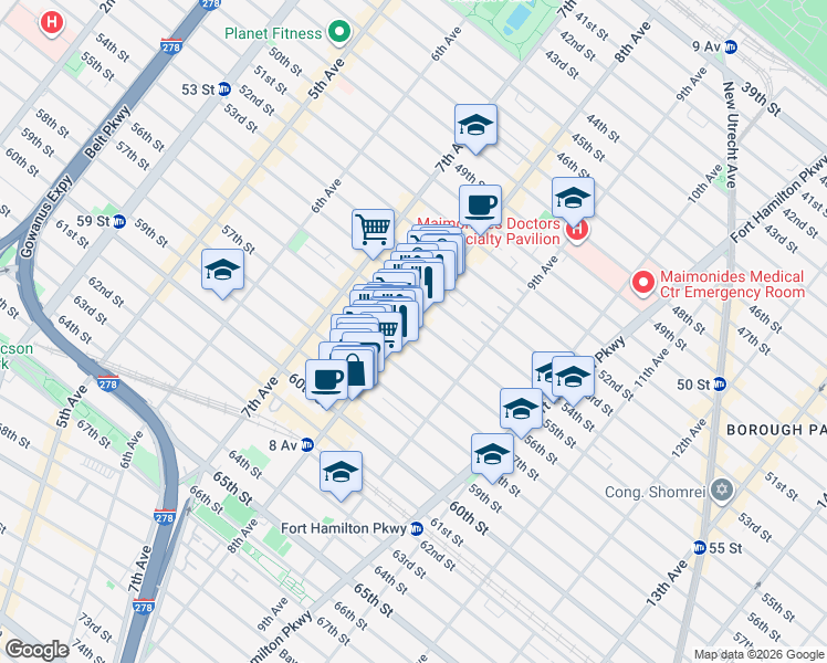 map of restaurants, bars, coffee shops, grocery stores, and more near in Brooklyn