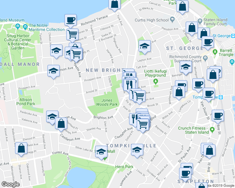 map of restaurants, bars, coffee shops, grocery stores, and more near 26 Van Tuyl St in Staten Island