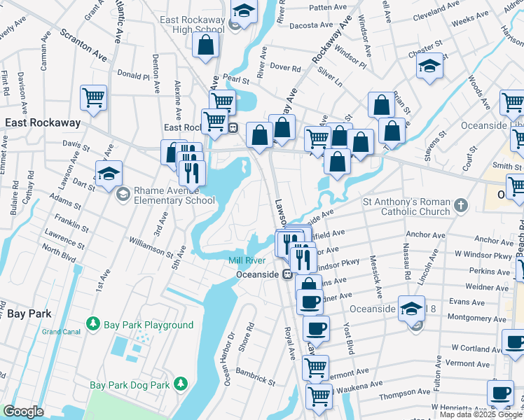map of restaurants, bars, coffee shops, grocery stores, and more near 1800 Access Road in Oceanside