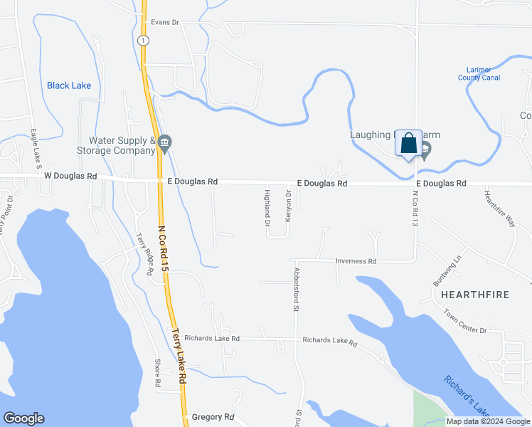 map of restaurants, bars, coffee shops, grocery stores, and more near 3519 Highland Drive in Fort Collins
