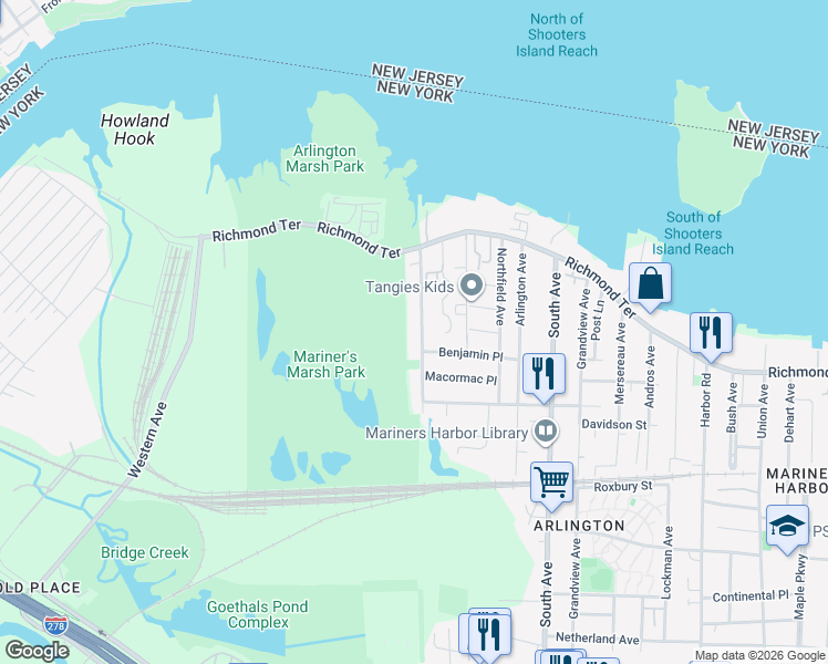map of restaurants, bars, coffee shops, grocery stores, and more near 92 Holland Avenue in Staten Island