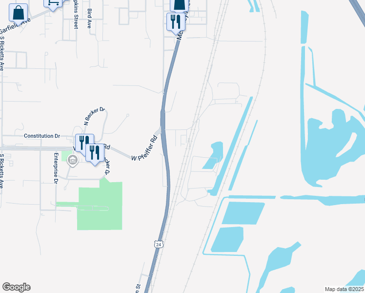 map of restaurants, bars, coffee shops, grocery stores, and more near 7113 Depot Street in Bartonville