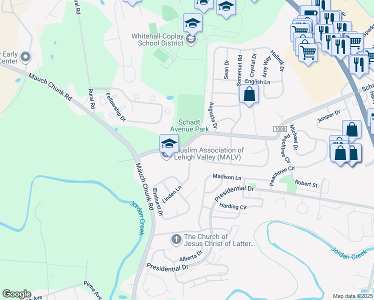 map of restaurants, bars, coffee shops, grocery stores, and more near 1948 Belleview Drive in Fullerton