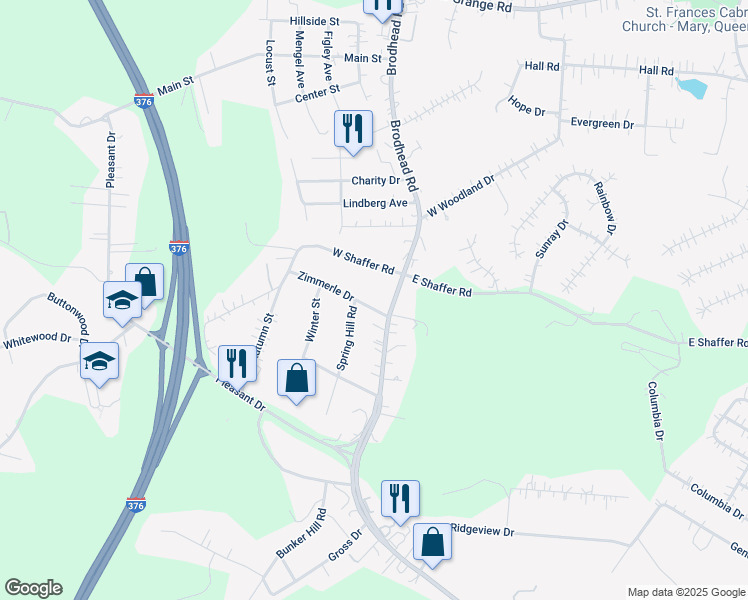 map of restaurants, bars, coffee shops, grocery stores, and more near 3275 Brodhead Rd in Aliquippa