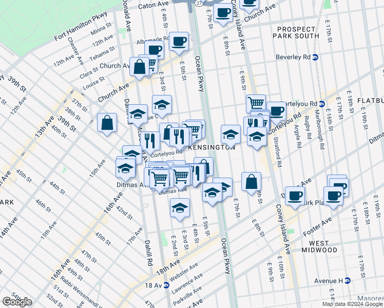 map of restaurants, bars, coffee shops, grocery stores, and more near in Brooklyn