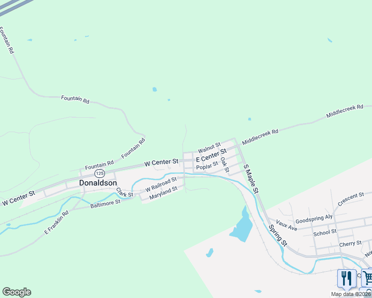map of restaurants, bars, coffee shops, grocery stores, and more near 5 Walnut Street in Donaldson