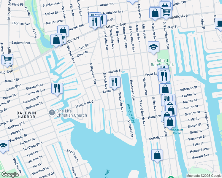 map of restaurants, bars, coffee shops, grocery stores, and more near 198 Saint Marks Avenue in Freeport