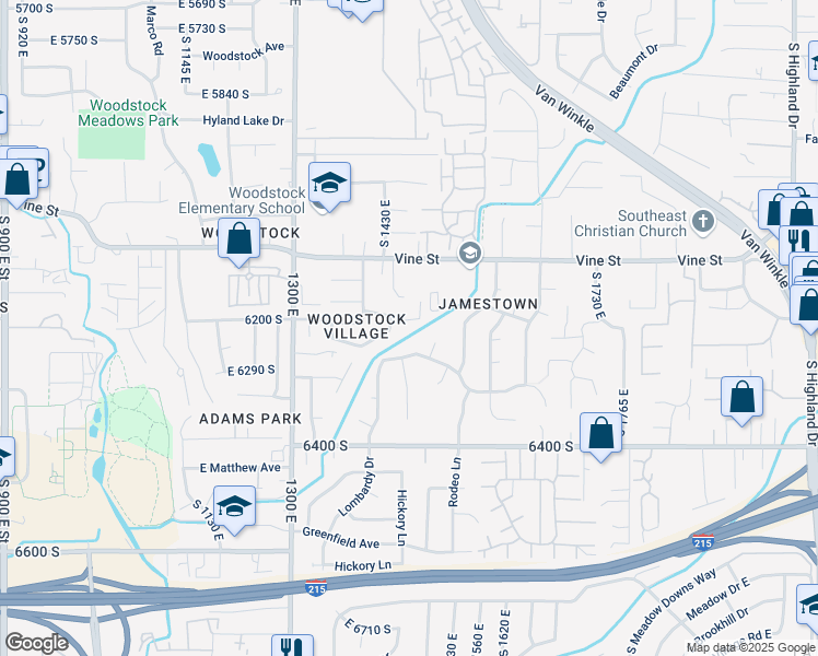 map of restaurants, bars, coffee shops, grocery stores, and more near 1460 East Vintry Circle in Salt Lake City