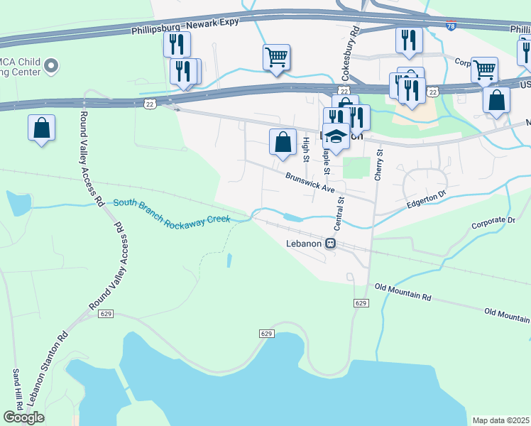 map of restaurants, bars, coffee shops, grocery stores, and more near 12 Knox Lane in Lebanon