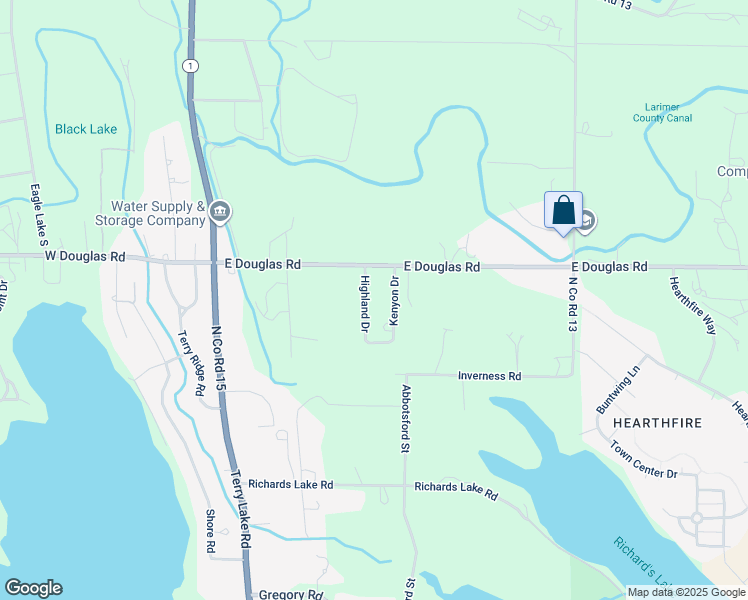 map of restaurants, bars, coffee shops, grocery stores, and more near 3518 Highland Drive in Fort Collins