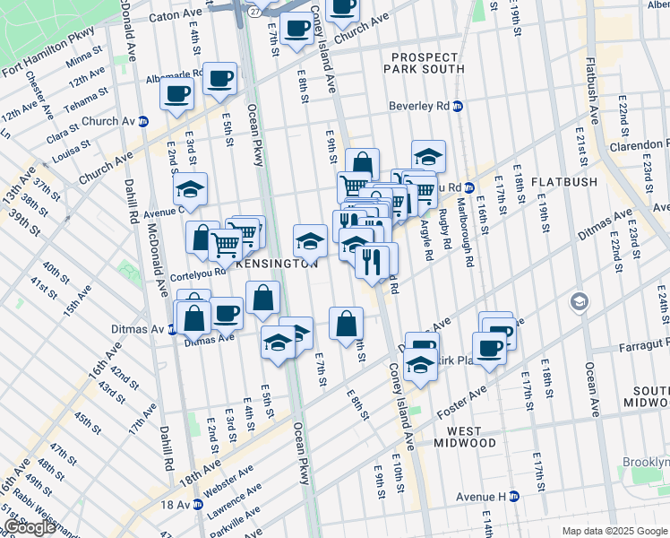 map of restaurants, bars, coffee shops, grocery stores, and more near in Brooklyn