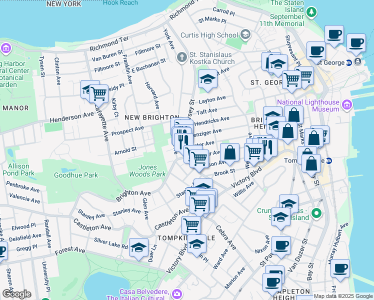 map of restaurants, bars, coffee shops, grocery stores, and more near 133 Scribner Avenue in Staten Island
