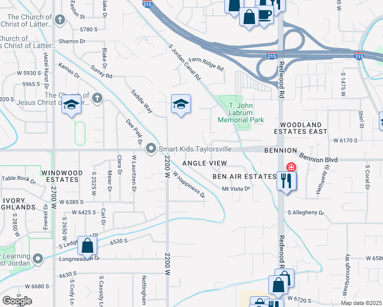 map of restaurants, bars, coffee shops, grocery stores, and more near 2091 West 6200 South in Taylorsville
