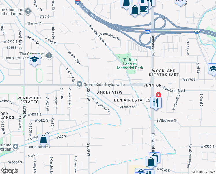 map of restaurants, bars, coffee shops, grocery stores, and more near 2045 West 6200 South in Salt Lake City