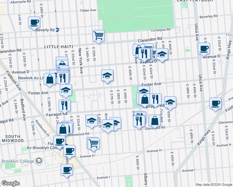 map of restaurants, bars, coffee shops, grocery stores, and more near 775 East 37th Street in Brooklyn
