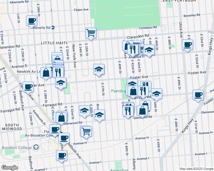 map of restaurants, bars, coffee shops, grocery stores, and more near 775 East 37th Street in Brooklyn
