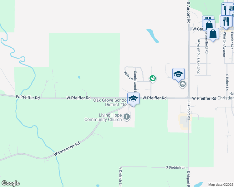 map of restaurants, bars, coffee shops, grocery stores, and more near 6201 West Pfeiffer Road in Peoria