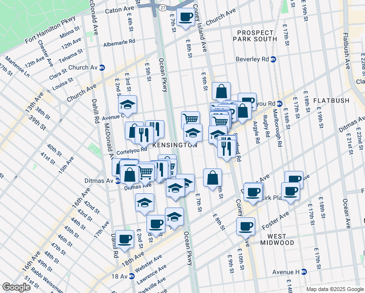 map of restaurants, bars, coffee shops, grocery stores, and more near in Brooklyn