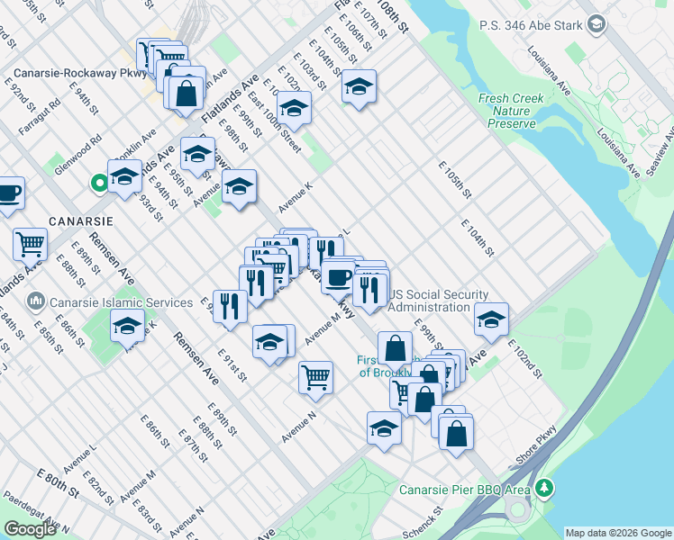 map of restaurants, bars, coffee shops, grocery stores, and more near in Brooklyn