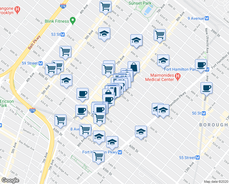 map of restaurants, bars, coffee shops, grocery stores, and more near in Brooklyn