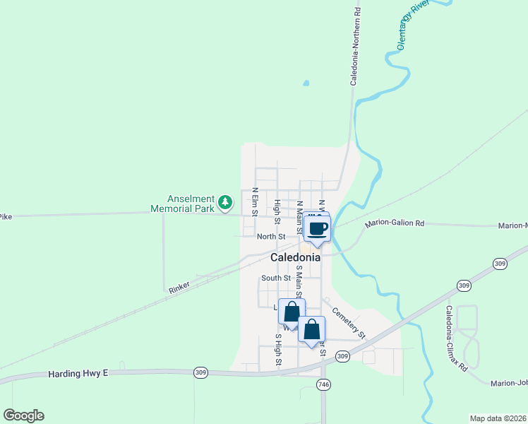 map of restaurants, bars, coffee shops, grocery stores, and more near 231 Harrison Street in Caledonia