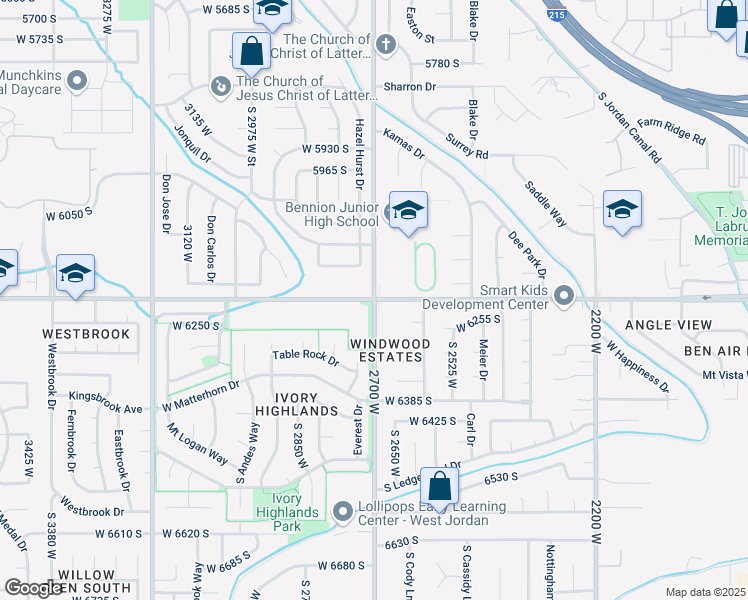 map of restaurants, bars, coffee shops, grocery stores, and more near 6200 South 2700 West in Taylorsville