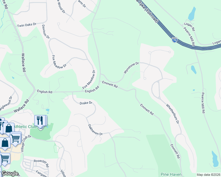 map of restaurants, bars, coffee shops, grocery stores, and more near 101 Emmett Road in Wexford