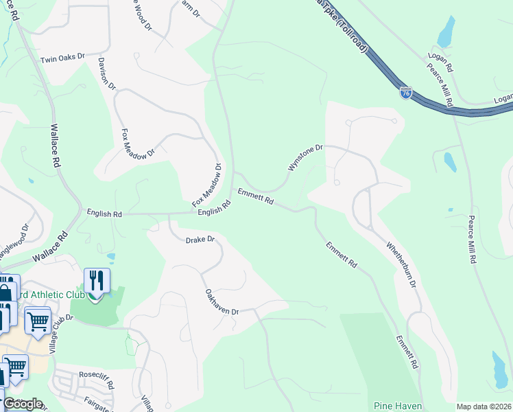map of restaurants, bars, coffee shops, grocery stores, and more near 101 Emmett Road in Wexford