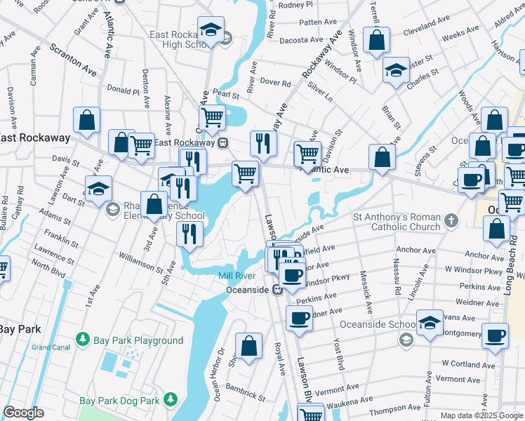 map of restaurants, bars, coffee shops, grocery stores, and more near 1800 Access Road in Oceanside