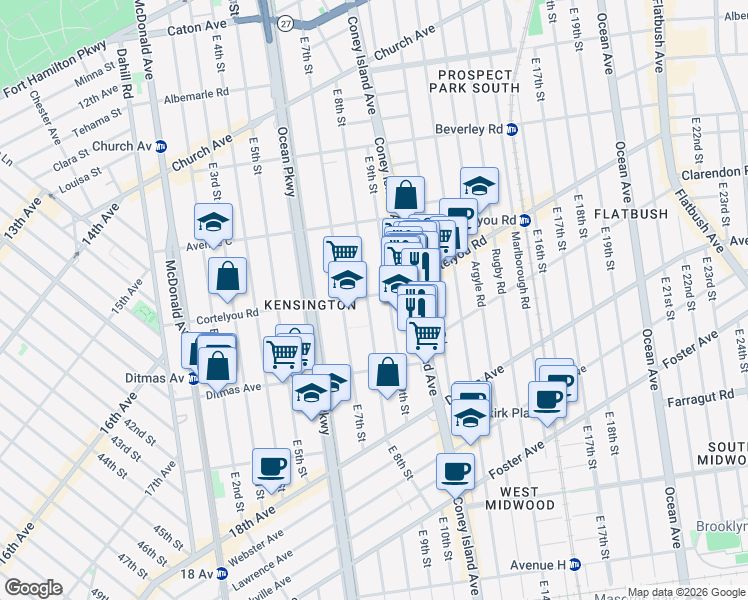 map of restaurants, bars, coffee shops, grocery stores, and more near in Brooklyn
