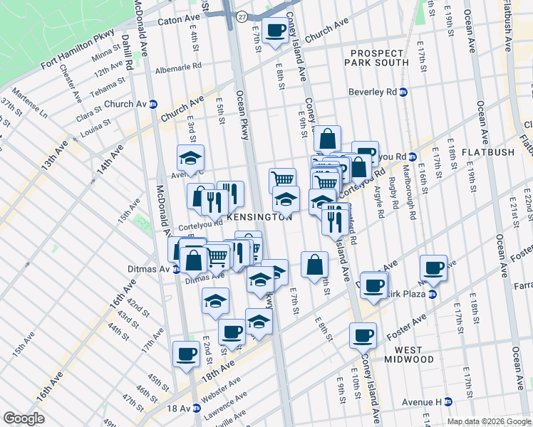 map of restaurants, bars, coffee shops, grocery stores, and more near in Brooklyn