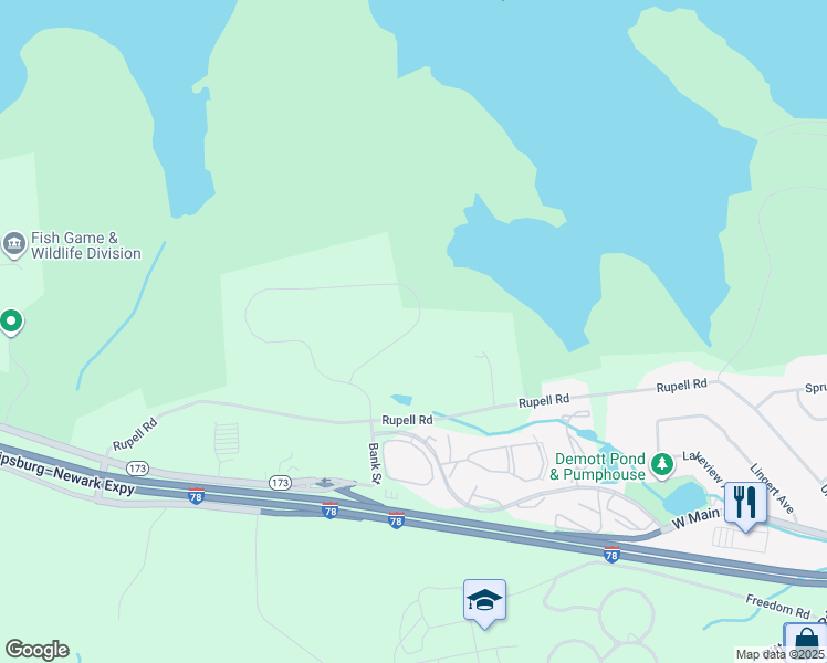 map of restaurants, bars, coffee shops, grocery stores, and more near 121 Albert Drive in Clinton